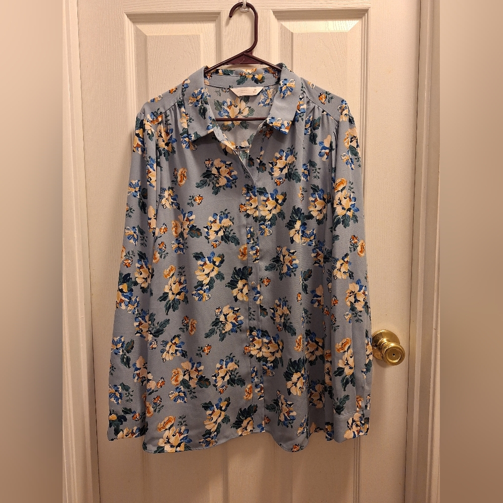 New Plus Size LC‎ Lauren Conrad Collared Button-Front Shirt